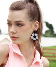 Load image into Gallery viewer, Chic Black White Hand Knitting Rice Ball Football Stud Earrings