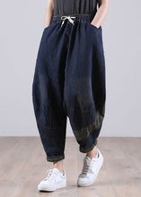 Load image into Gallery viewer, Chic Blue Casual Elastic Waist Pockets Harem Denim Fall Patchwork Pants