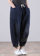 Load image into Gallery viewer, Chic Blue Casual Elastic Waist Pockets Harem Denim Fall Patchwork Pants