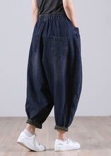 Load image into Gallery viewer, Chic Blue Casual Elastic Waist Pockets Harem Denim Fall Patchwork Pants