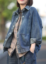 Load image into Gallery viewer, Chic Blue Peter Pan Collar Patchwork Denim Coats Spring