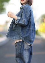 Load image into Gallery viewer, Chic Blue Peter Pan Collar Patchwork Denim Coats Spring