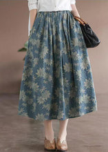 Load image into Gallery viewer, Chic Blue Wrinkled Elastic Waist Patchwork Cotton Skirts Summer