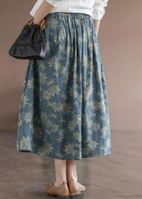 Load image into Gallery viewer, Chic Blue Wrinkled Elastic Waist Patchwork Cotton Skirts Summer