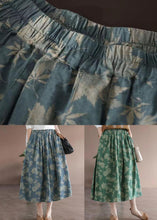 Load image into Gallery viewer, Chic Blue Wrinkled Elastic Waist Patchwork Cotton Skirts Summer