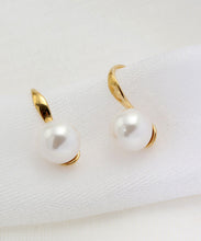 Load image into Gallery viewer, Chic Gold Silver Overgild Inlaid Pearl Hoop Earrings