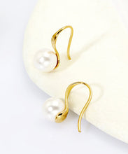 Load image into Gallery viewer, Chic Gold Silver Overgild Inlaid Pearl Hoop Earrings