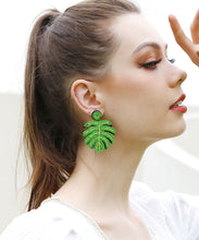 Load image into Gallery viewer, Chic Green Handmade Beading Knit Fabric Tortoid Drop Earrings