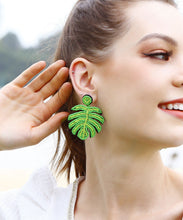 Load image into Gallery viewer, Chic Green Handmade Beading Knit Fabric Tortoid Drop Earrings