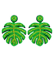 Load image into Gallery viewer, Chic Green Handmade Beading Knit Fabric Tortoid Drop Earrings