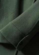 Load image into Gallery viewer, Chic Green Peter Pan Collar Button Pockets Patchwork Woolen Coats Fall