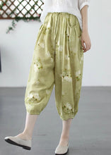 Load image into Gallery viewer, Chic Green Print Pockets Patchwork Linen Harem Pants Summer