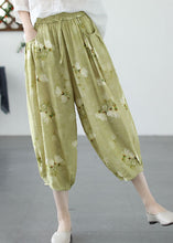 Load image into Gallery viewer, Chic Green Print Pockets Patchwork Linen Harem Pants Summer