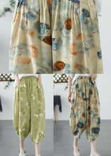 Load image into Gallery viewer, Chic Green Print Pockets Patchwork Linen Harem Pants Summer