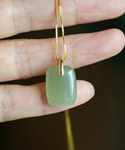 Load image into Gallery viewer, Chic Green Sterling Silver Inlaid Jade Pendant Necklace