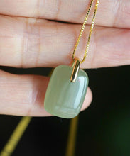 Load image into Gallery viewer, Chic Green Sterling Silver Inlaid Jade Pendant Necklace