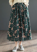 Load image into Gallery viewer, Chic Green Wrinkled Pockets Print Patchwork Cotton Skirts Summer