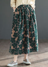 Load image into Gallery viewer, Chic Green Wrinkled Pockets Print Patchwork Cotton Skirts Summer