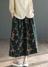 Load image into Gallery viewer, Chic Green Wrinkled Pockets Print Patchwork Cotton Skirts Summer