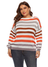 Load image into Gallery viewer, Chic O-Neck Striped Patchwork Knit Sweater Long Sleeve