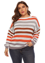 Load image into Gallery viewer, Chic O-Neck Striped Patchwork Knit Sweater Long Sleeve