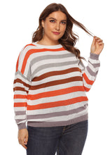 Load image into Gallery viewer, Chic O-Neck Striped Patchwork Knit Sweater Long Sleeve