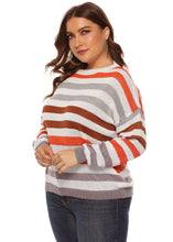 Load image into Gallery viewer, Chic O-Neck Striped Patchwork Knit Sweater Long Sleeve