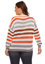 Load image into Gallery viewer, Chic O-Neck Striped Patchwork Knit Sweater Long Sleeve