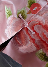 Load image into Gallery viewer, Chic Pink Embroideried Chinese Button Patchwork Silk Coat Spring