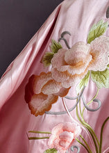 Load image into Gallery viewer, Chic Pink Embroideried Chinese Button Patchwork Silk Coat Spring