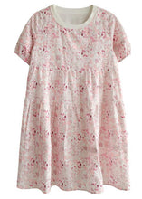 Load image into Gallery viewer, Chic Pink Puff Sleeve Print Summer Cotton Dresses