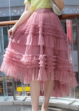 Load image into Gallery viewer, Chic Pink Ruffled asymmetrical design tulle Skirts Spring