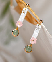 Load image into Gallery viewer, Chic Pink Shellfish flower Fine Jade Drop Earrings