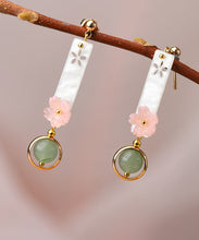 Load image into Gallery viewer, Chic Pink Shellfish flower Fine Jade Drop Earrings