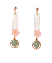 Load image into Gallery viewer, Chic Pink Shellfish flower Fine Jade Drop Earrings