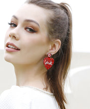 Load image into Gallery viewer, Chic Red Hand Knitting Rice Ball Love Stud Earrings