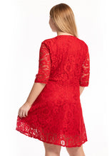 Load image into Gallery viewer, Chic Red Patchwork Lace Mid Dresses Half Sleeve