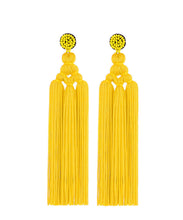 Load image into Gallery viewer, Chic Red Rice Ball Knit Fabric Silk Cotton Tassel Drop Earrings