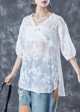 Load image into Gallery viewer, Chic White Embroideried Tassel Tulle Shirt Tops Summer