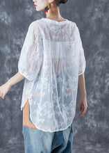 Load image into Gallery viewer, Chic White Embroideried Tassel Tulle Shirt Tops Summer