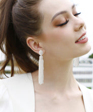 Load image into Gallery viewer, Chic White Hand Knitting Rice Ball Tassel Drop Earrings