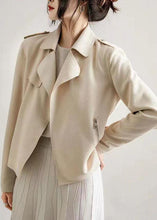 Load image into Gallery viewer, Chic White Peter Pan Collar Pockets Patchwork Cotton Jackets Fall