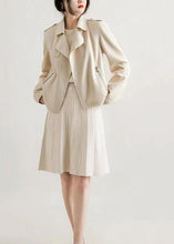 Load image into Gallery viewer, Chic White Peter Pan Collar Pockets Patchwork Cotton Jackets Fall