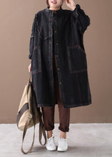 Load image into Gallery viewer, Chic denim black Fashion coat for woman Tutorials stand collar Button Down coats