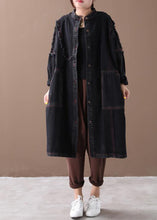 Load image into Gallery viewer, Chic denim black Fashion coat for woman Tutorials stand collar Button Down coats