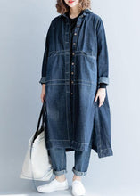 Load image into Gallery viewer, Chic side open Fine coats women denim blue loose jackets fall