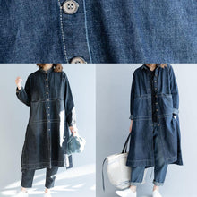 Load image into Gallery viewer, Chic side open Fine coats women denim blue loose jackets fall