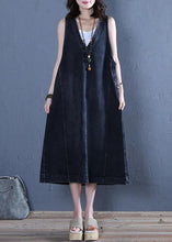 Load image into Gallery viewer, Chic v neck sleeveless cotton Fashion Ideas denim blue cotton robes Dresses