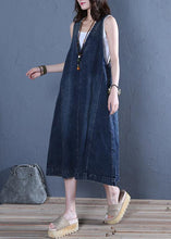 Load image into Gallery viewer, Chic v neck sleeveless cotton Fashion Ideas denim blue cotton robes Dresses