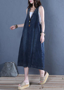 Chic v neck sleeveless cotton Fashion Ideas denim blue cotton robes Dresses